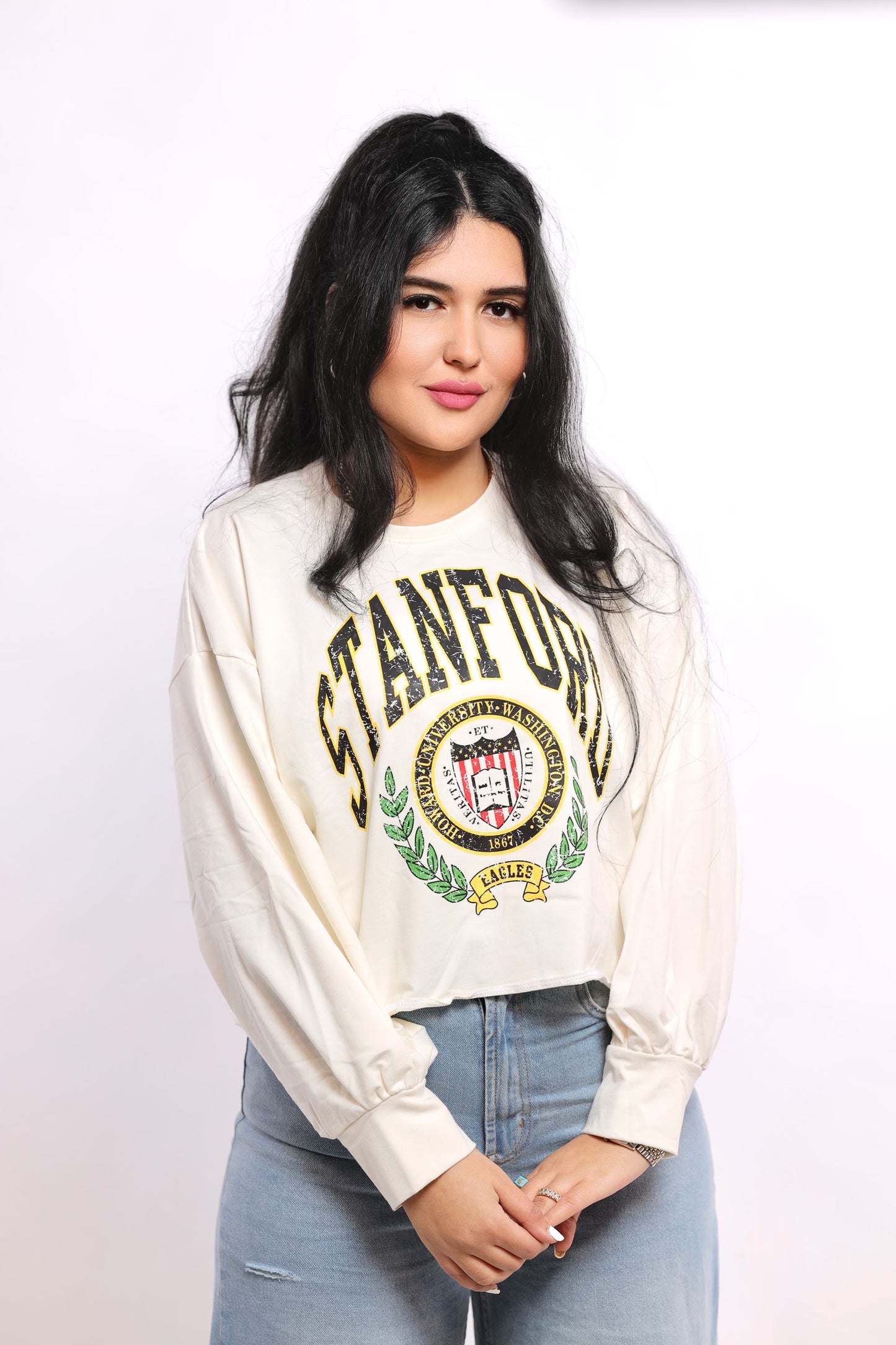 stanford white crop top