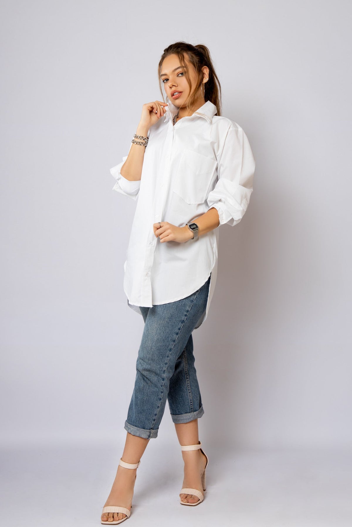 white poplin oversize chemise