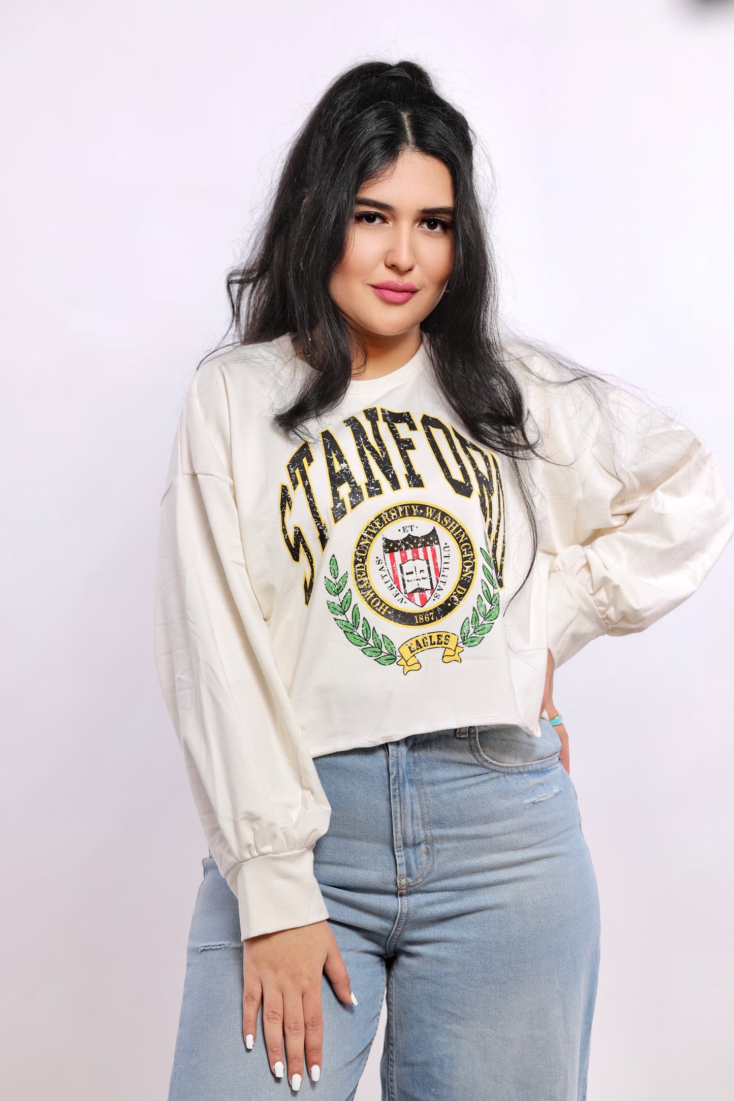 stanford white crop top