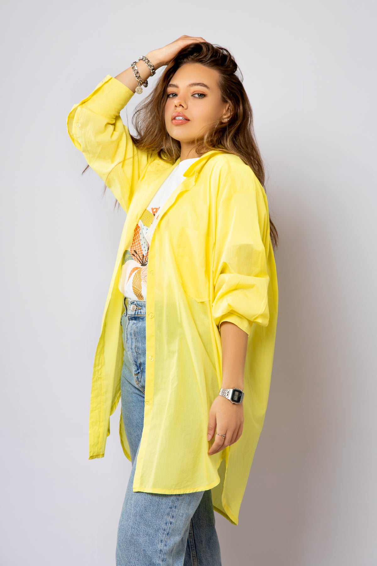 Yellow transparent oversize chemise