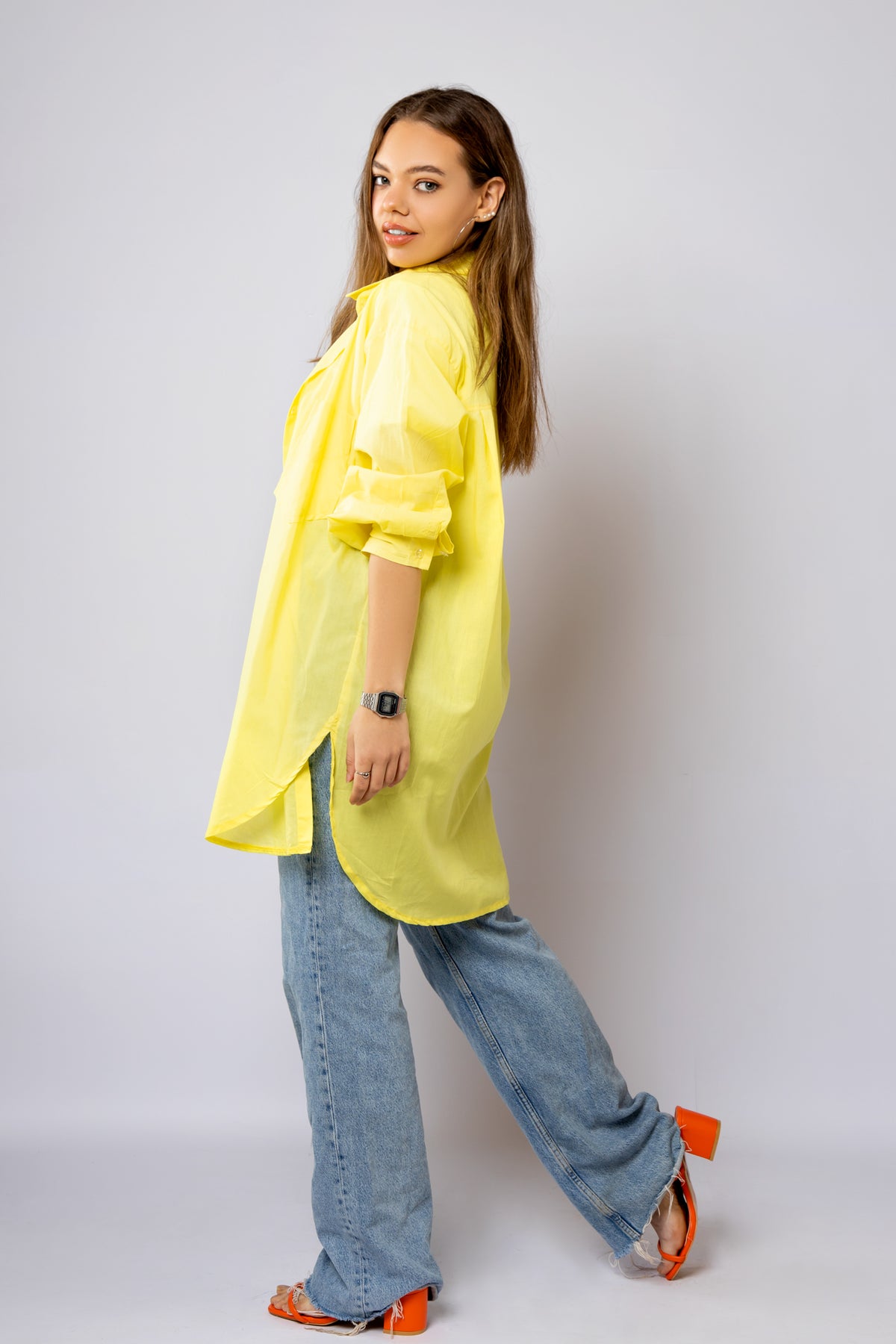 Yellow transparent oversize chemise